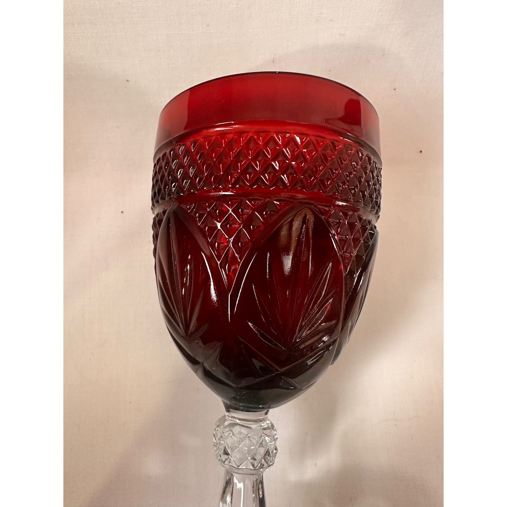 Cristal DArques Durand Antique Ruby‎ Red Water Wine Goblets Retired Set of 4 8in - Picture 11 of 16